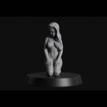 CAPTURED NAKED FEMALE PRISONER  KNEELS