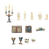CANDLES, BOOKS, SKULLS