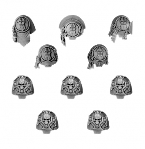 IMPERIAL/CRIMSON FISTS TERMINATOR SHOULDER PADS (5)