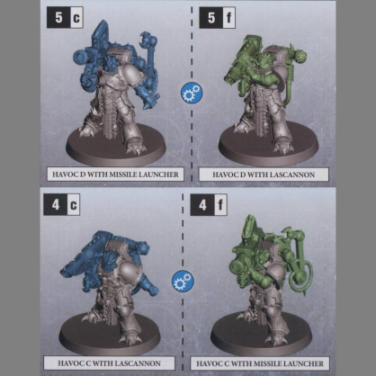 2 CHAOS SPACE MARINES HAVOCS WITH MISSILE LAUNCHER OR LASCANNON